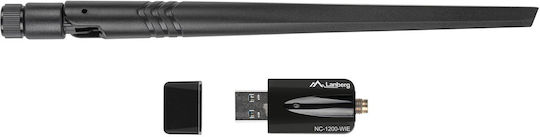 Lanberg NC-1200-WIE Αντάπτορας Δικτύου USB με Ασύρματη Σύνδεση Wi-Fi 1200Mbps και Αποσπώμενη Κεραία