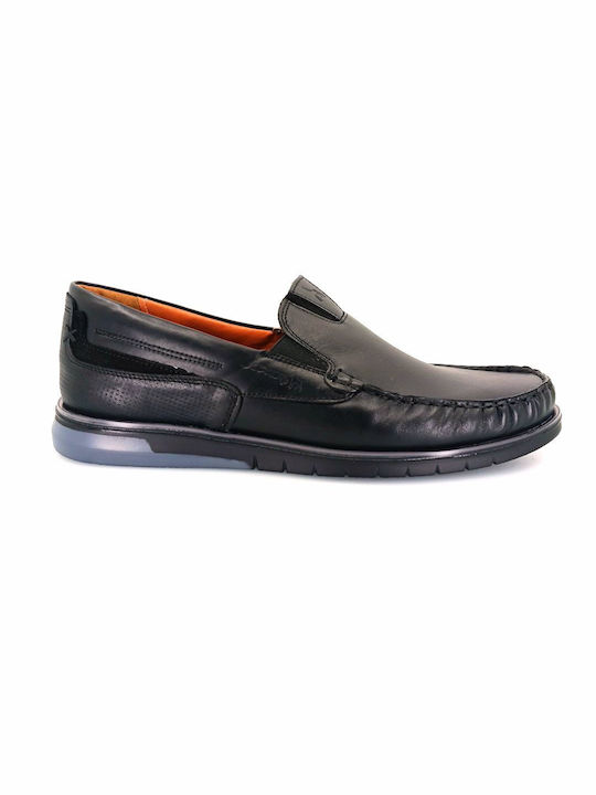 Boxer Δερμάτινα Ανδρικά Loafers σε Μαύρο Χρώμα