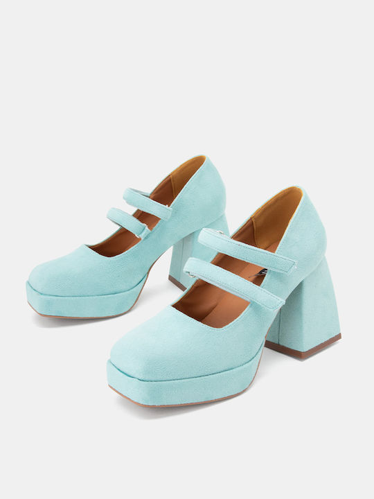 Bozikis Suede Turquoise High Heels Σ