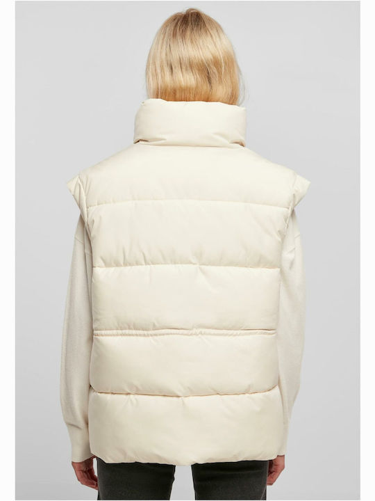 Urban Classics Women's Short Puffer Jacket for Winter White Sand