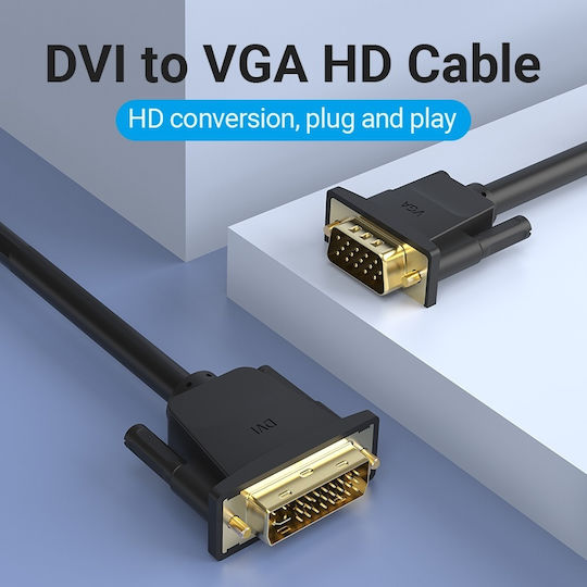Vention Кабел DVI-D мъжки - VGA мъжки 3м Черен (EACBI)