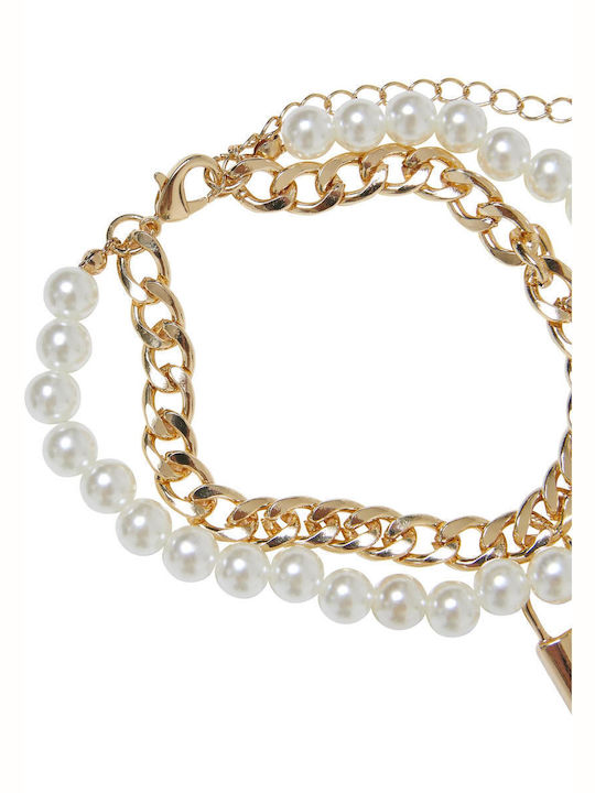 Urban Classics Bracelet Chain Gold Plated with Pearls