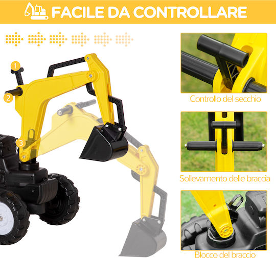 Excavator pentru copii cu pedale cu Pedale Galben