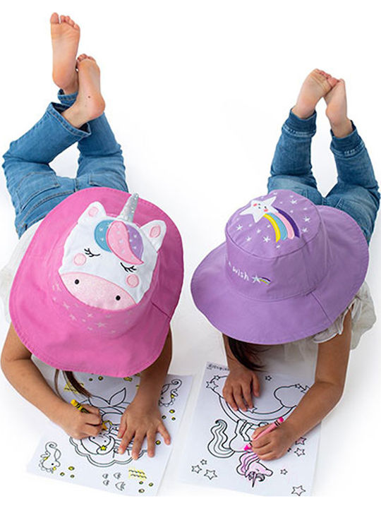 Flapjackkids Kids' Hat Bucket Fabric Sunscreen Unicorn / Star Pink