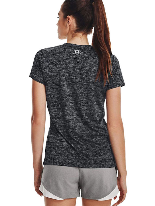 Under Armour Twist Women's Athletic T-shirt Fast Drying with V Neckline Gray