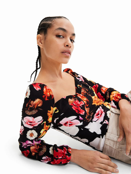 Veneze Γυναικείο Κορμάκι Black Floral
