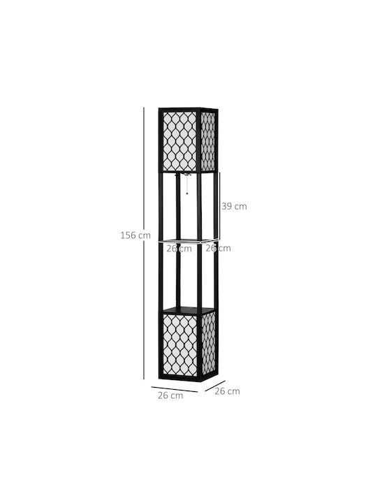 HomCom Floor Lamp H156xW26cm. with Socket for Bulb E27 Black