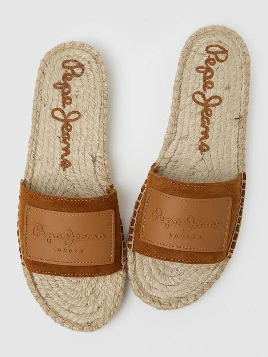 Siva Leather Women's Flat Sandals in Tabac Brown Color