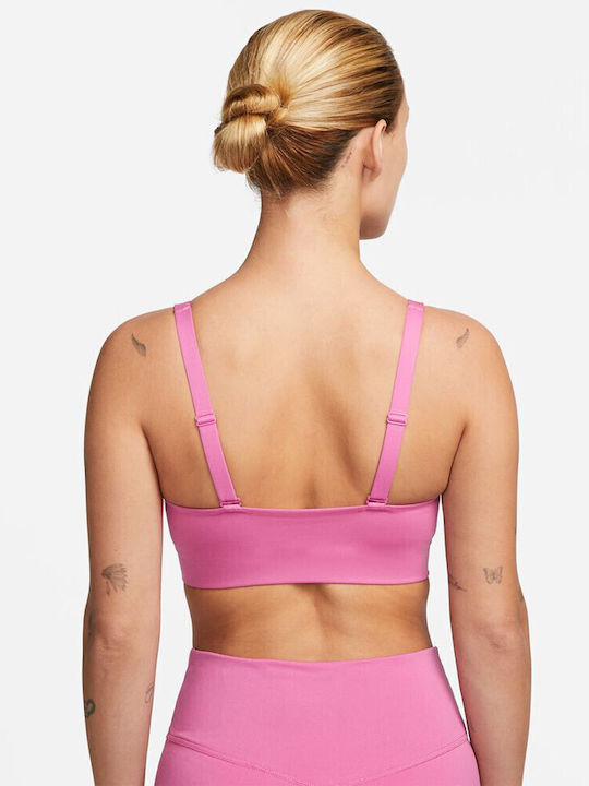 Nike Dri-Fit Indy Γυναικείο Αθλητικό Μπουστάκι Cosmic Fuchsia/Fossil Stone με Επένδυση & Αφαιρούμενη Ενίσχυση