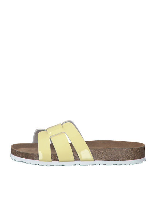 Leder Flache Sandalen für Damen in Gelb Farbe