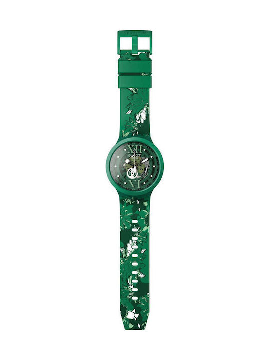 Swatch Swatch Damen Uhr mit Grün Kautschukarmband