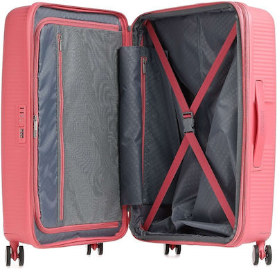 American Tourister Soundbox Large Travel Suitcase Hard Sunkissed Coral with 4 Wheels Height 77cm