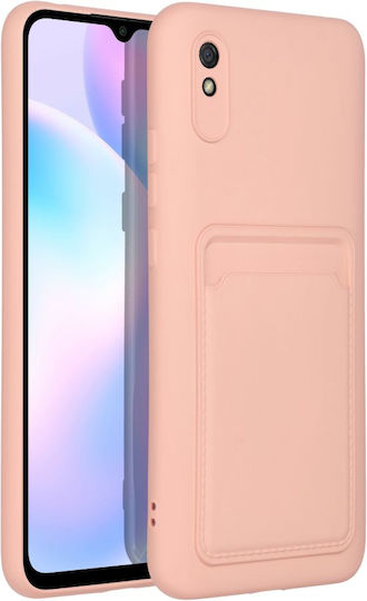 Sonique Card Back Cover Silicone with Card Slot Pink (Redmi 9A / 9AT)