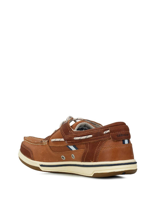 Triton Three Eyelets Men's Leather Boat Shoes Brown