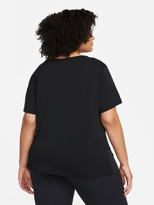 Nike Yoga Plus Size Γυναικείο Αθλητικό T-shirt Dri-Fit Μαύρο