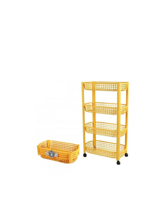 Urban Living Plastic Kitchen Trolley 4 Tiers Yellow 46.5x26x78.8cm