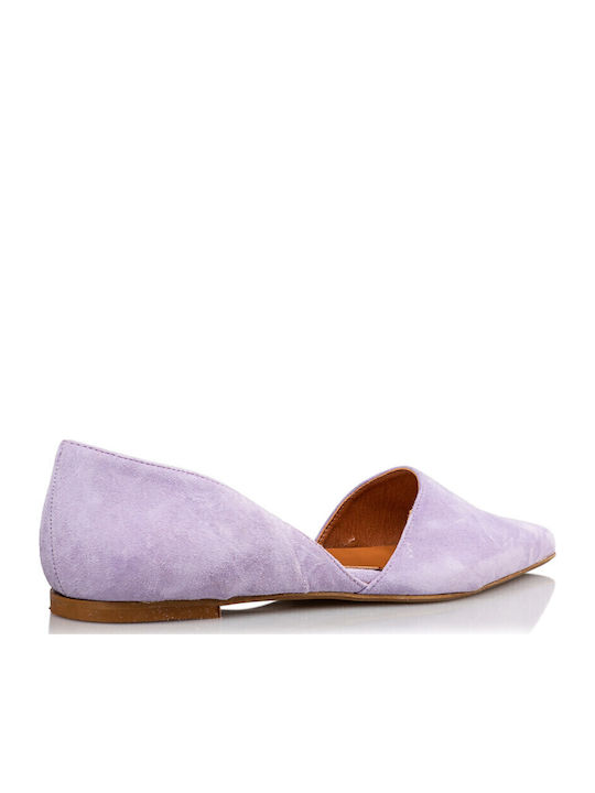 Damen Ballerinas Spitz zulaufend in Lila Farbe