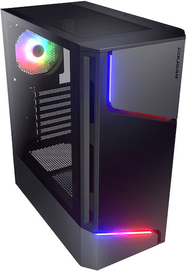 Cougar MX360 RGB Gaming Midi-Turm Computergehäuse mit Seitenfenster Schwarz