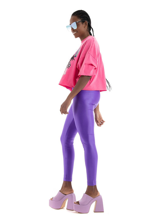 Only Women's Athletic Crop Top Short Sleeve Fuchsia