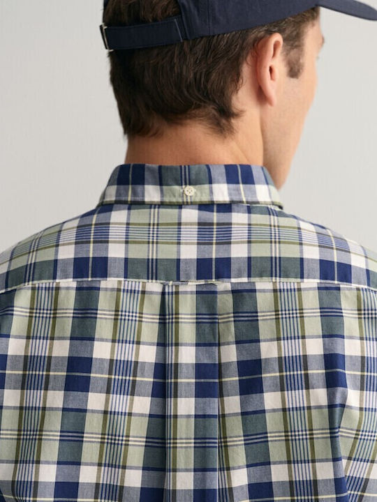 Long-sleeved Cotton Shirt Checked Khaki