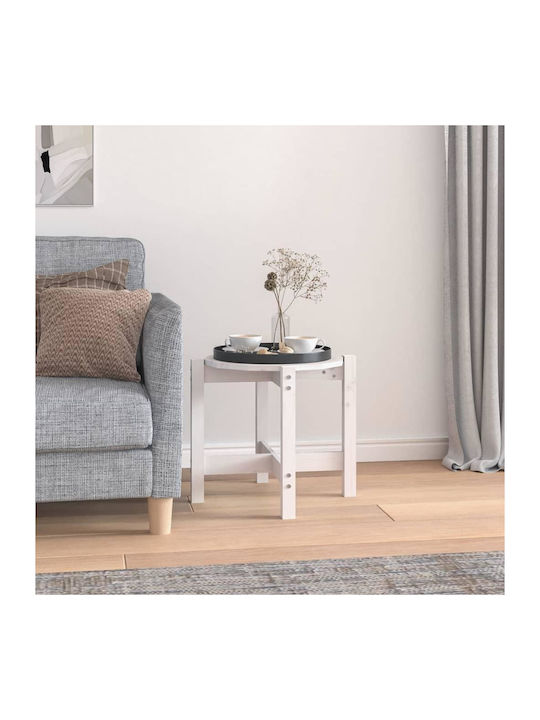 Round Solid Wood Side Table White L52.5xW52.5xH45cm