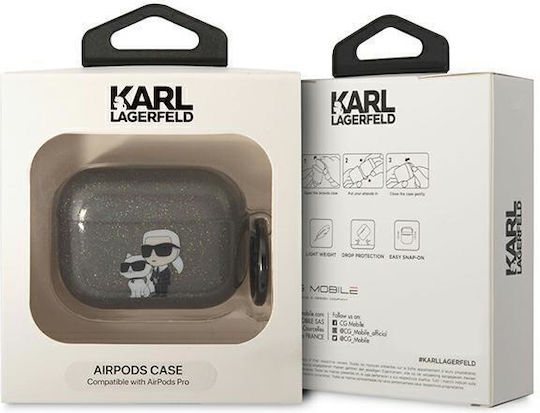 Karl Lagerfeld Karl & Choupette Θήκη Σιλικόνης με Γάντζο σε Μαύρο χρώμα για Apple AirPods Pro