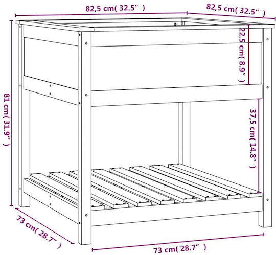 vidaXL Кутия за саксии Дърво Бял 82.5x82.5x81см.