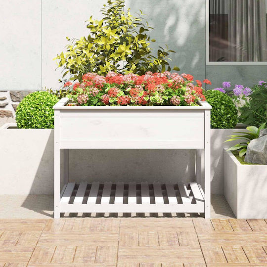 vidaXL Кутия за саксии Дърво Бял 111.5x111.5x81см.