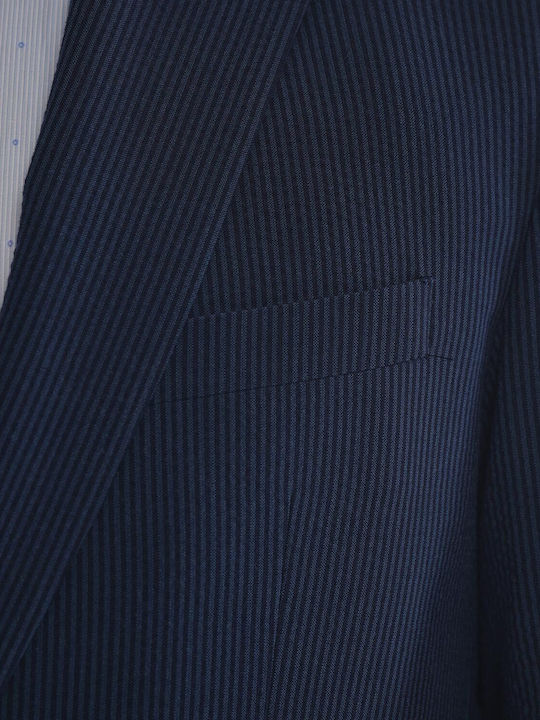 Striped suit jacket modern fit Don Hering Blue WOOL STRIPED ALL DAY, CASUAL