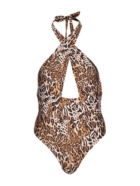 Costum De Baie Întreg Animal Print Maro
