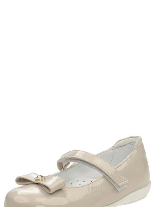 Scarpy Kids Patent Leather Ballerinas with Hoop & Loop Closure Beige