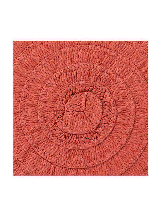 Round Wicker Placemat Braid Nat Red 38cm