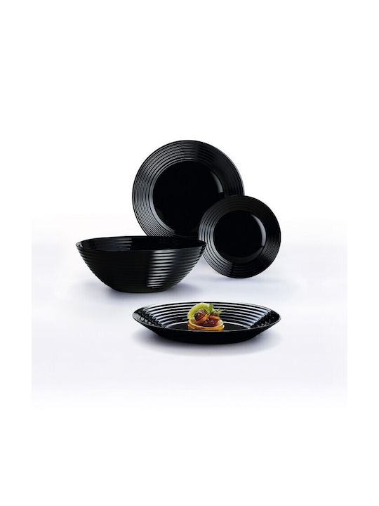 Luminarc Harena Plate Shallow Glass Black with Diameter 25cm 24pcs