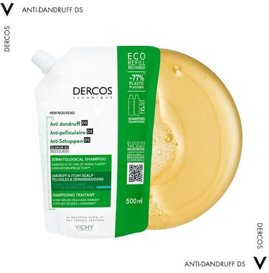 Vichy Dercos Anti Dandruff DS Refill Șampon Împotriva Mătreții și Dermatitei Seboreice pentru Păr Gras 500ml