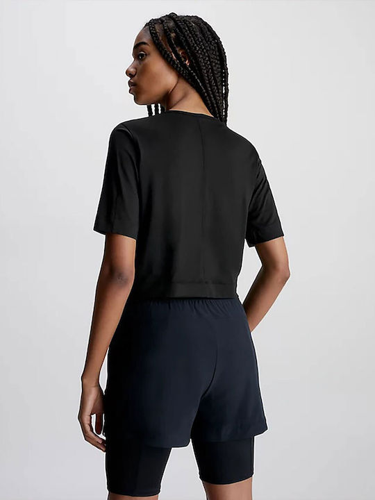 Calvin Klein Γυναικείο Αθλητικό Crop T-shirt Fast Drying Μαύρο
