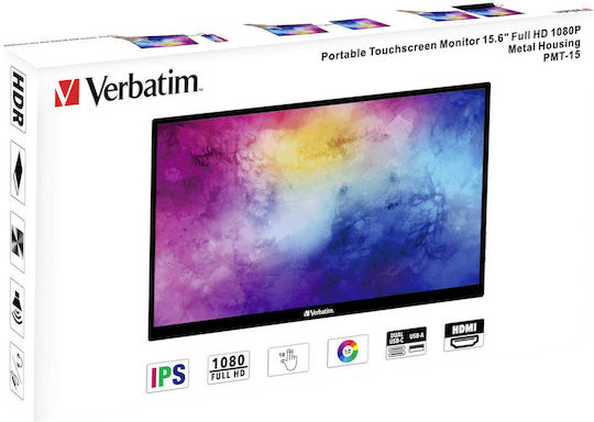 Verbatim PMT-15 IPS HDR Touch Φορητό Monitor 15.6" FHD 1920x1080 με Χρόνο Απόκρισης 6ms GTG