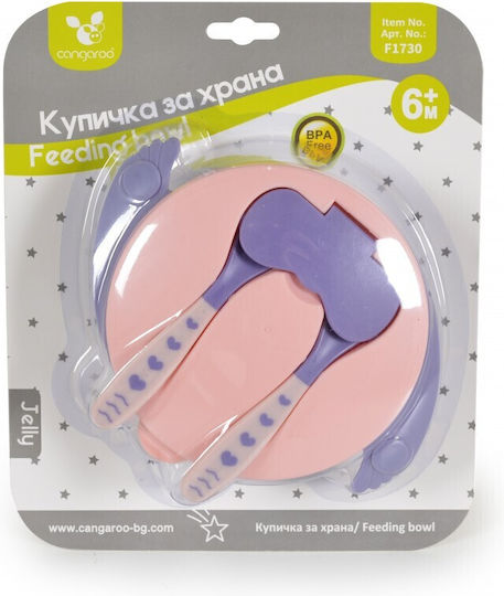 Cangaroo Παιδικό Σετ Φαγητοδοχείου Jelly από Πλαστικό Ροζ 3τμχ
