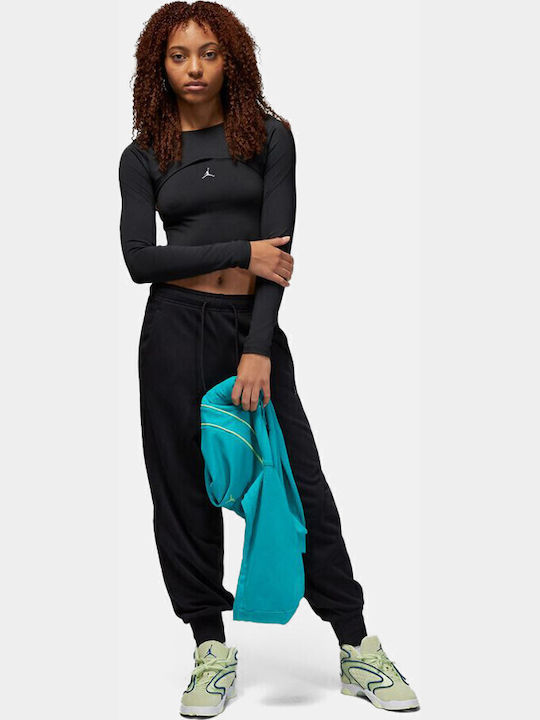 Women's Crop Top Long Sleeve Black