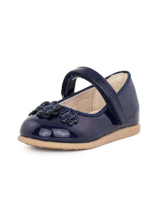 Mayoral Kids Leather Ballerinas with Elastic Strap Blue