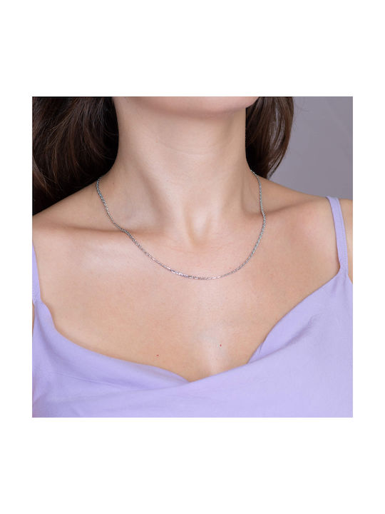 Skaras Jewels White Gold Chain Neck 14K Thin Thickness 2mm and Length 45cm