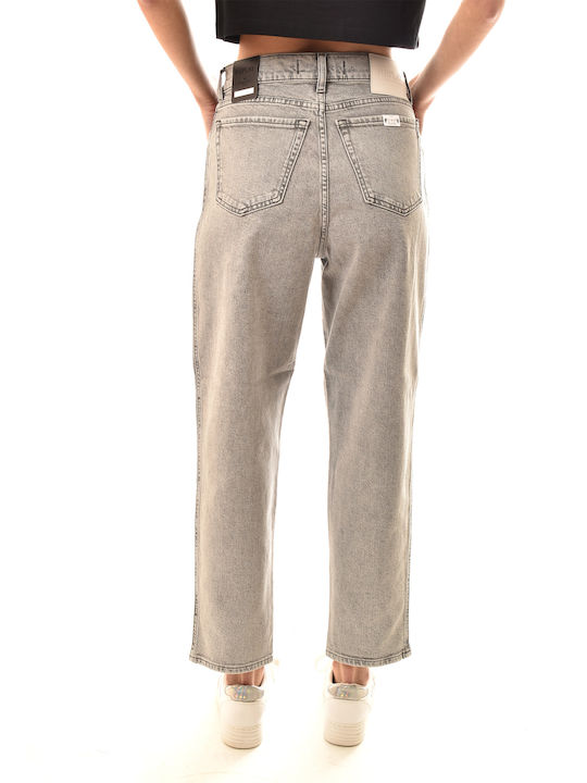 Replay Women's Jean Trousers Mid Rise in Relaxed Fit Light Grey