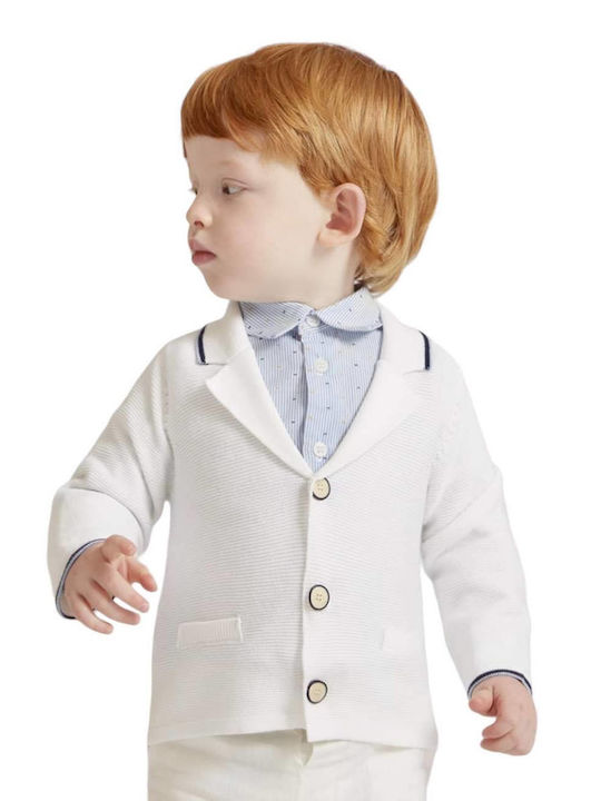 Abel & Lula Boys Knitted Cardigan with Buttons White