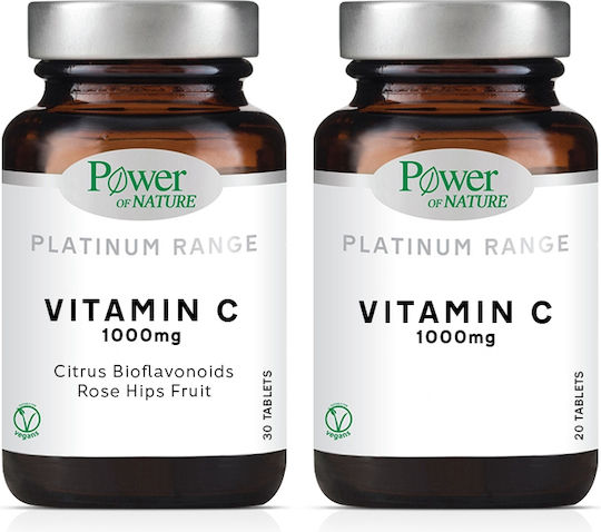 Power Of Nature Platinum Range Vitamin C 1000mg & Vitamin C 1000mg Βιταμίνη για Ενίσχυση του Ανοσοποιητικού, τo Δέρμα & Αντιοξειδωτική δράση 1000mg 50 ταμπλέτες