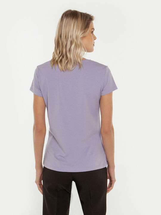 Toi&Moi Damen T-Shirt mit V-Ausschnitt Flieder