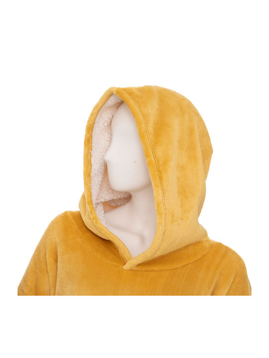 A-S Hoodie Κουβέρτα Fleece με Μανίκια 85x118εκ. Ochre