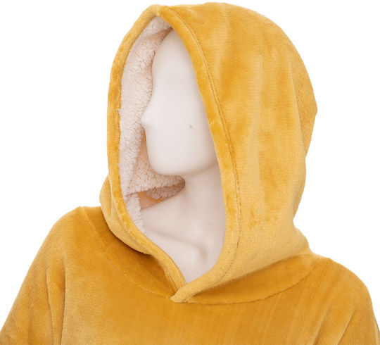 A-S Hoodie Pătură Polar Fleece Cu Mâneci 85x118cm Ocru