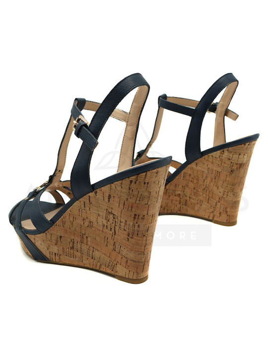 Guess Women's T-Strap Platforms Blue