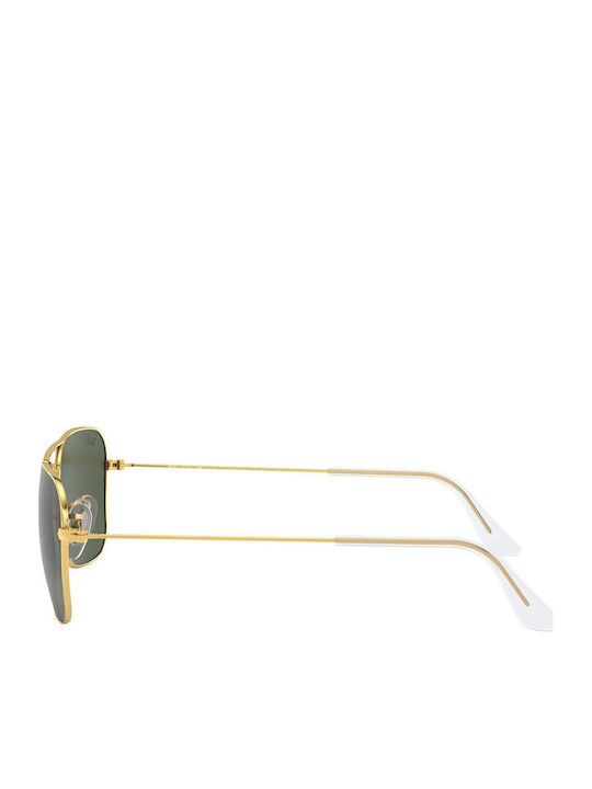 Ray Ban Caravan Unisex Sunglasses with Gold Metal Frame and Green Lens RB3136 001