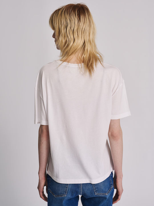 Staff Brea Γυναικείο T-shirt Λευκό με Στάμπα