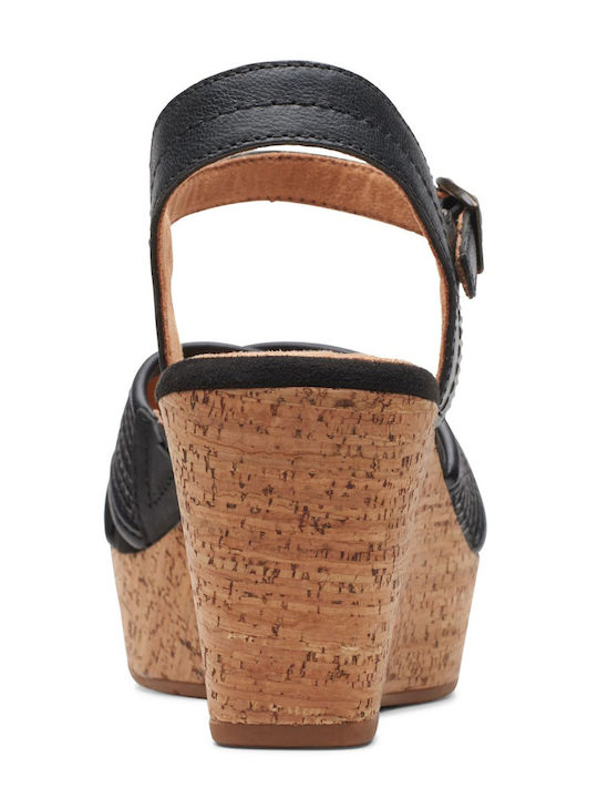 Women's Leather Platform Shoes Black